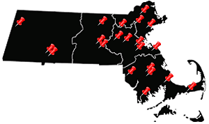 Massachusetts Construction Supervisor License Class Locations Map